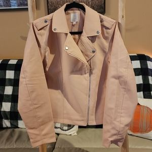 NWT Lauren Conrad Bonita Peach MOTO JACKET like leather with zipper in Large